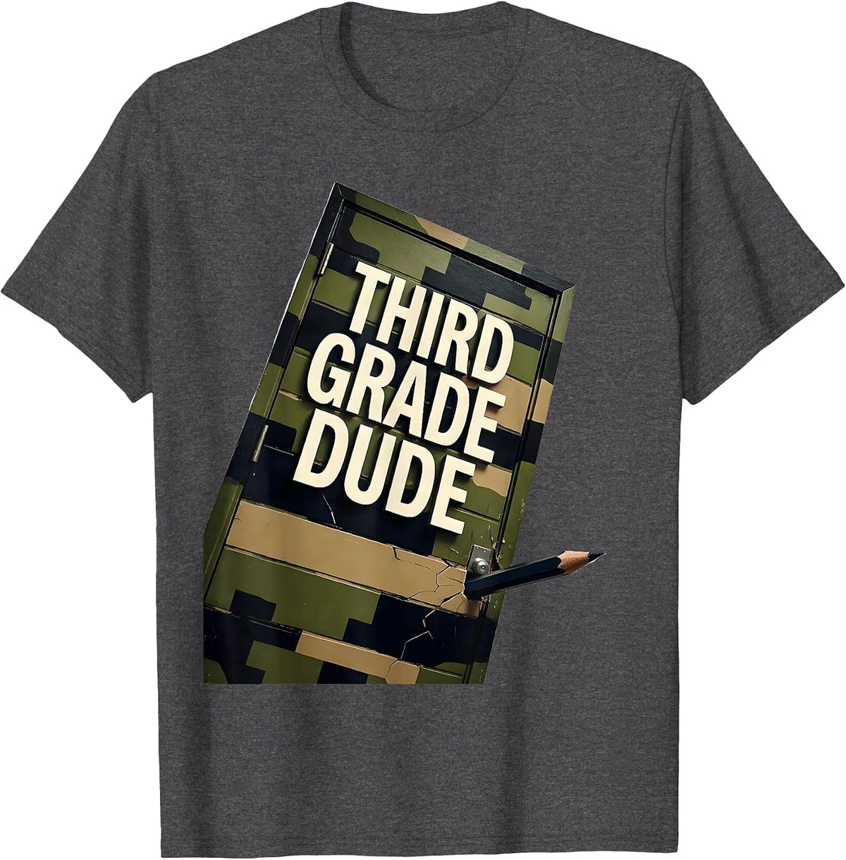Men's Third Grade Dude Camo Back To School Boys Teacher T-Shirt - Dark Heather Grey