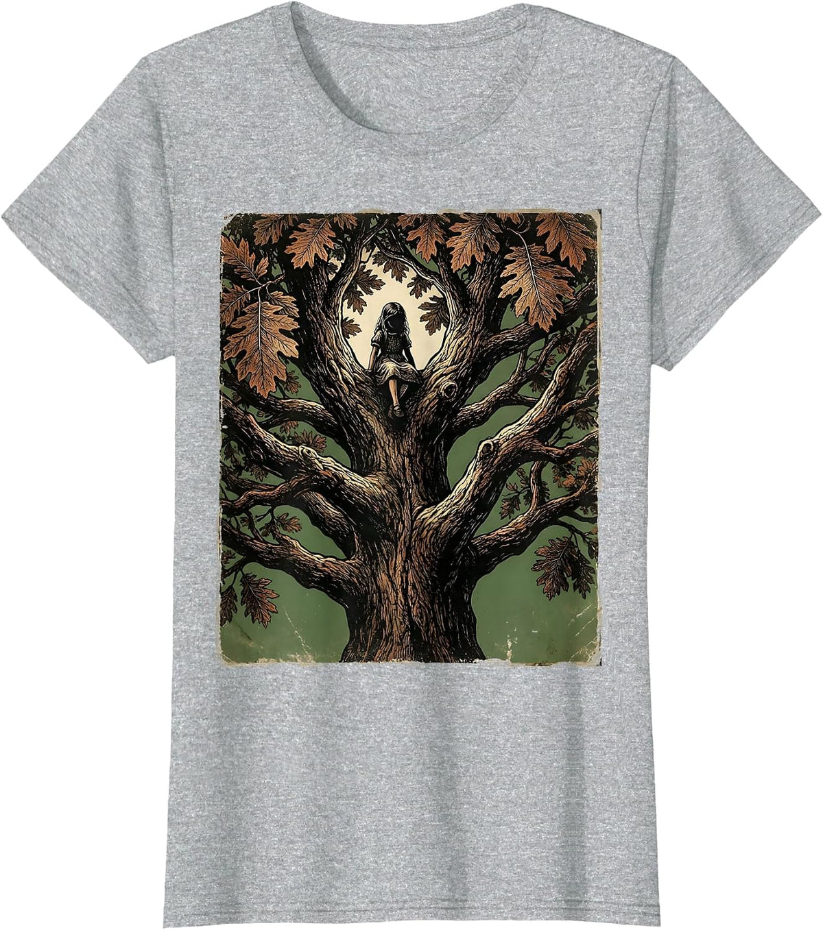 Women's Favorite Daughter Oak Tree Climbing Girl Design T-Shirt - Heather Grey