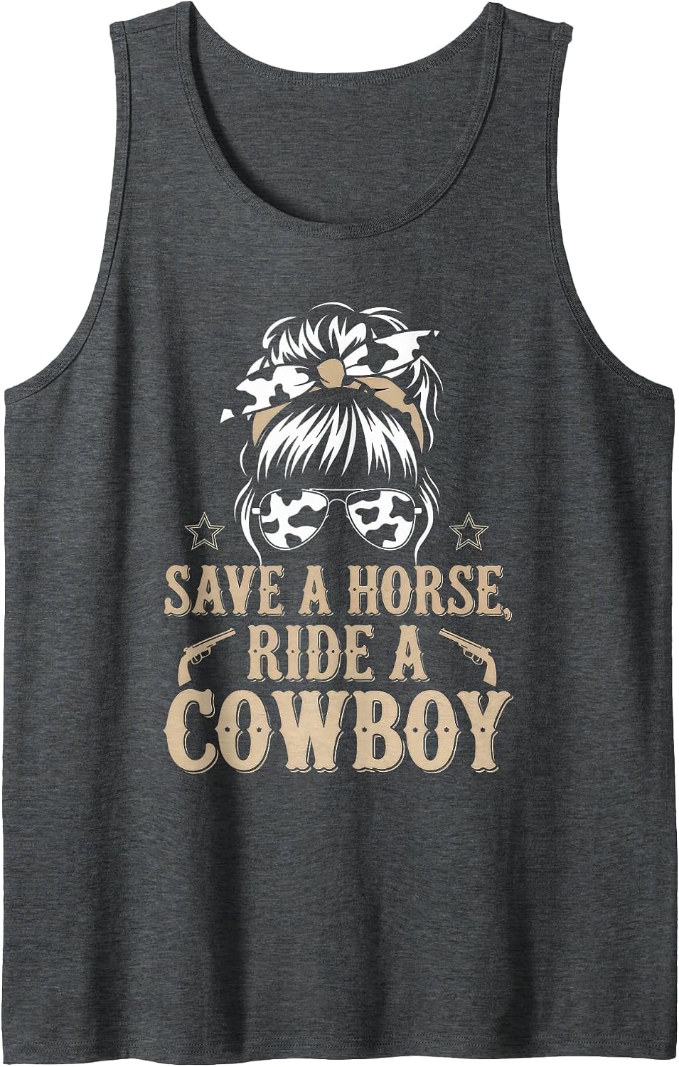 Save A Horse Ride A Cowboy Tshirt Country Outfits Horseback Tank Top - Dark Heather Grey