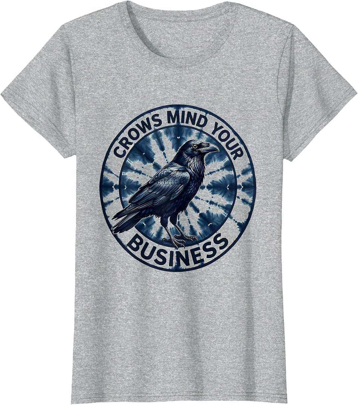 Women's Crows Mind Your Business Bold Graphic Design T-Shirt - Heather Grey