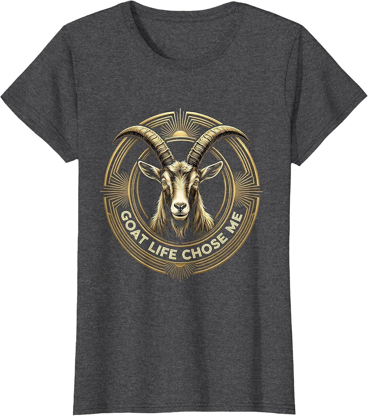 Women's Goat Life Chose Me Funny Goat Design T-Shirt - Dark Heather Grey