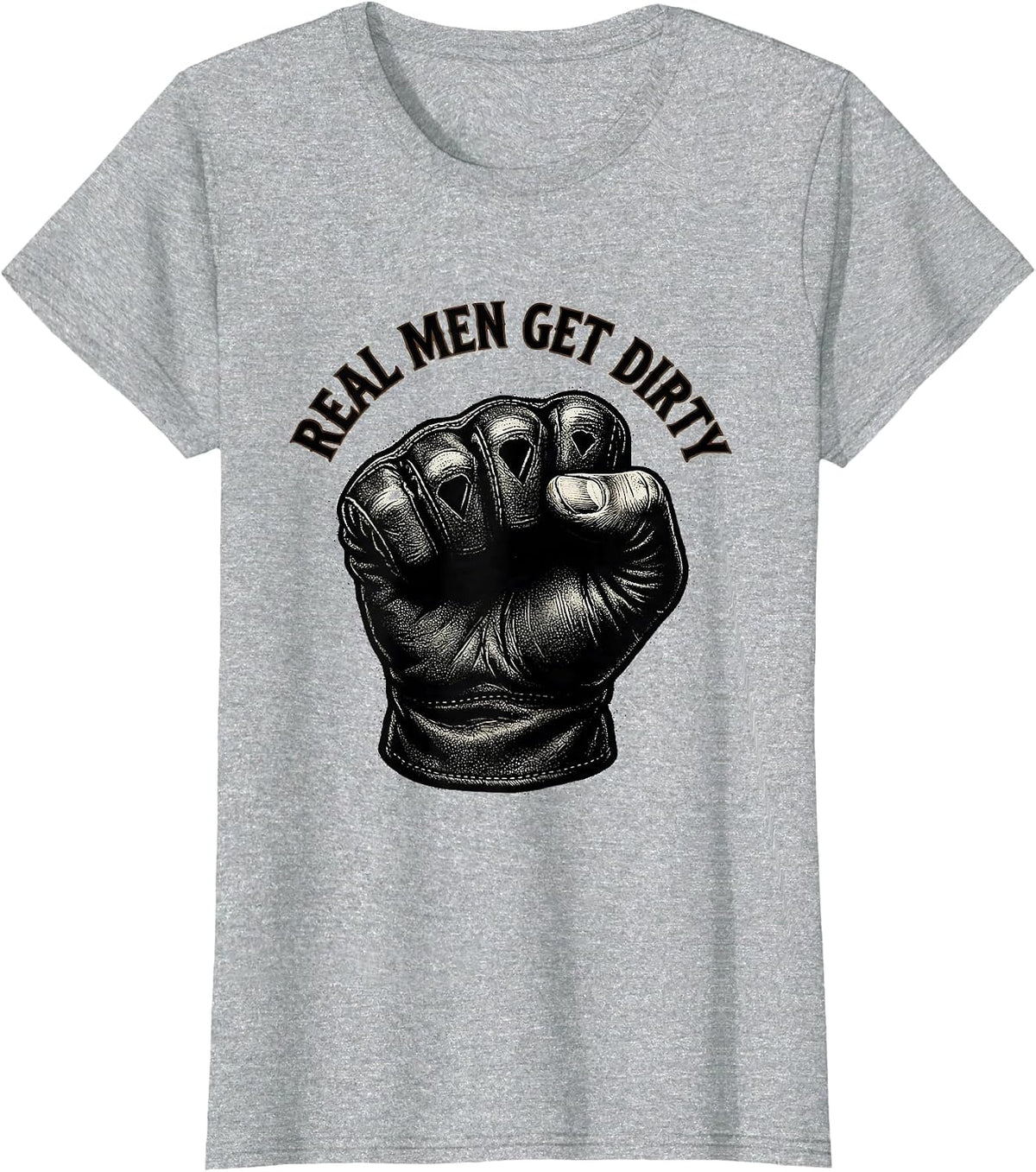Real Men Get Dirty Blue Collar Worker Design T-Shirt - Heather Grey
