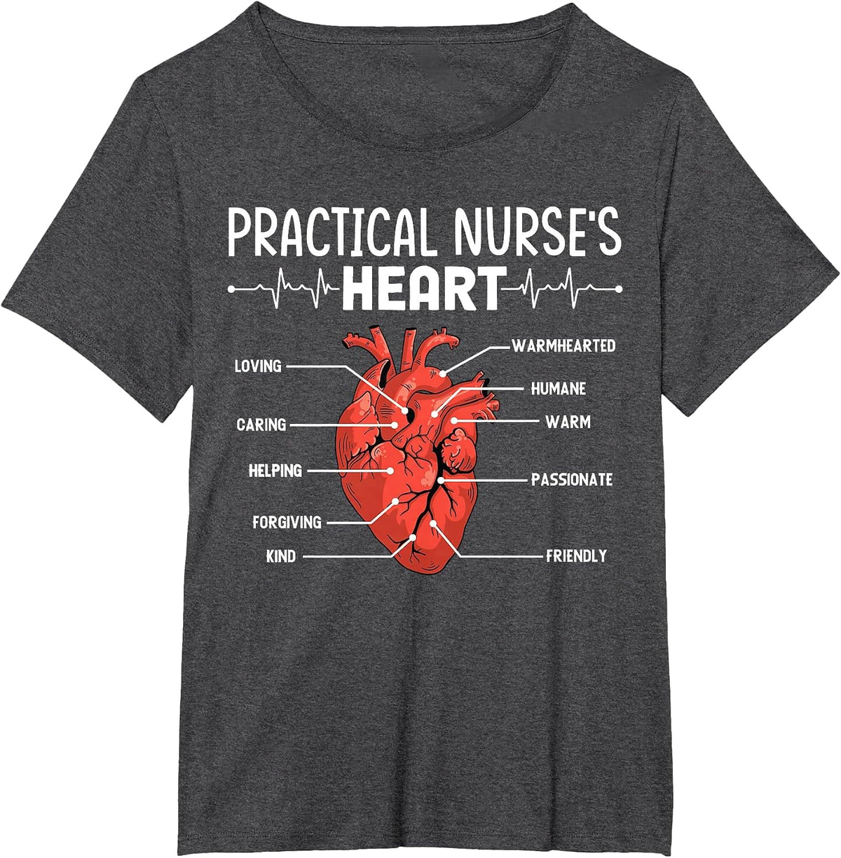 Funny Practical Nurses Heart for Lover Nurse T-Shirt - Dark Heather Grey