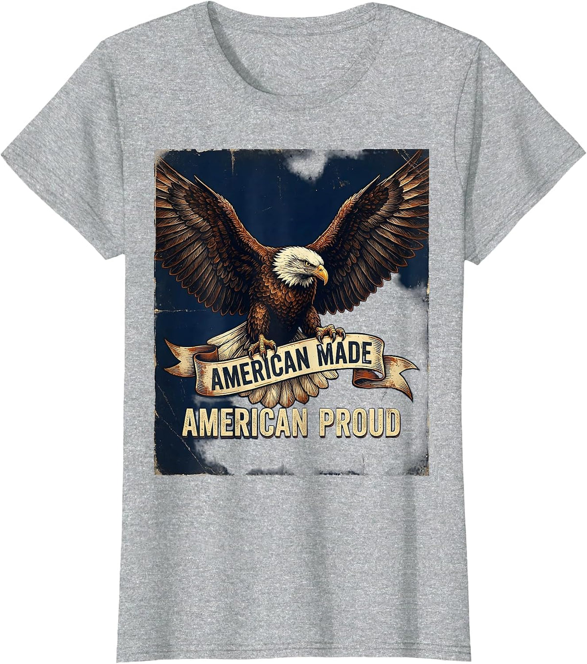 American Made American Proud Patriotic Design T-Shirt - Heather Grey