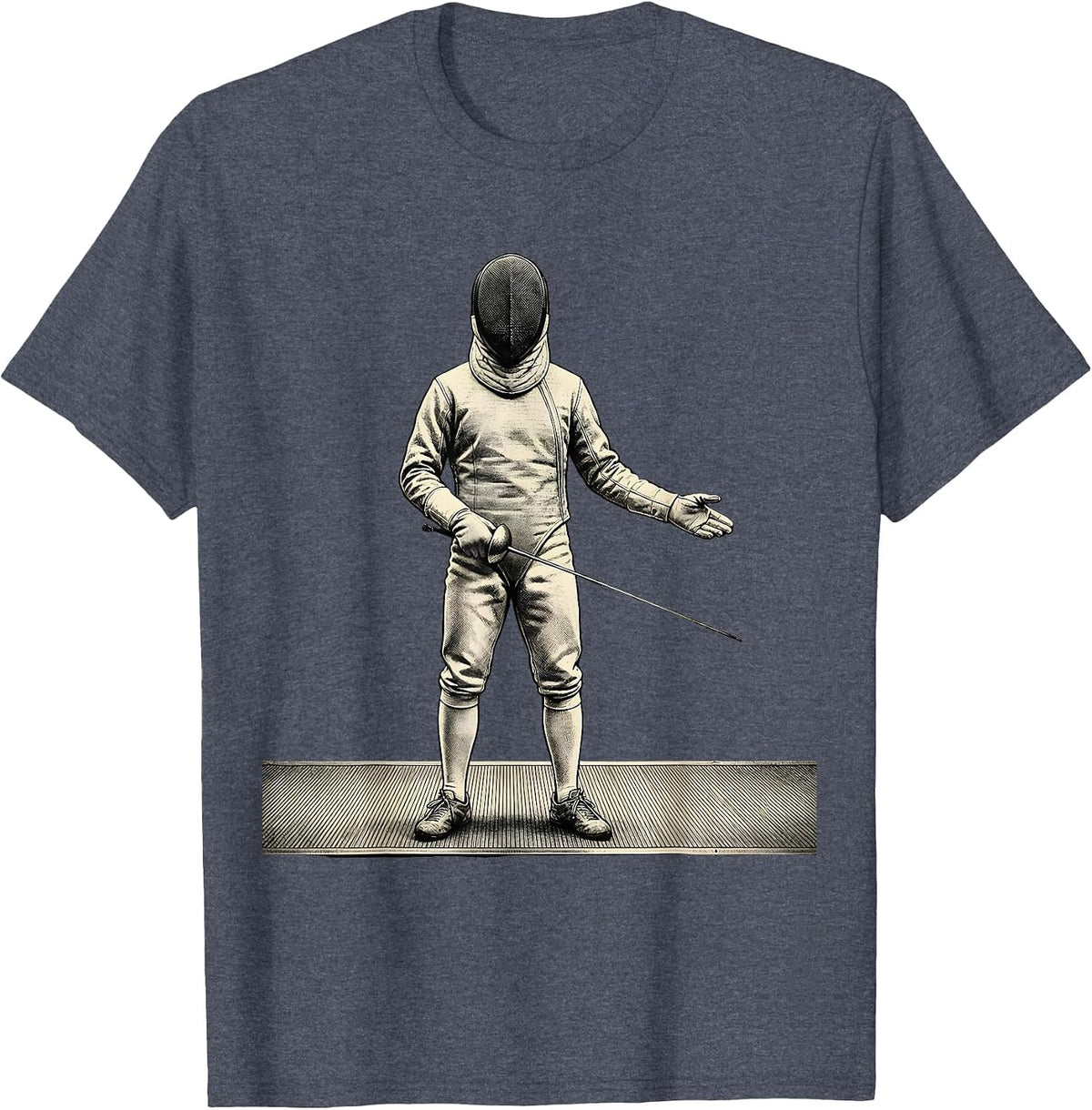 Masked Fencer Vintage Fencing Club Sport Humor T-Shirt - Heather Blue