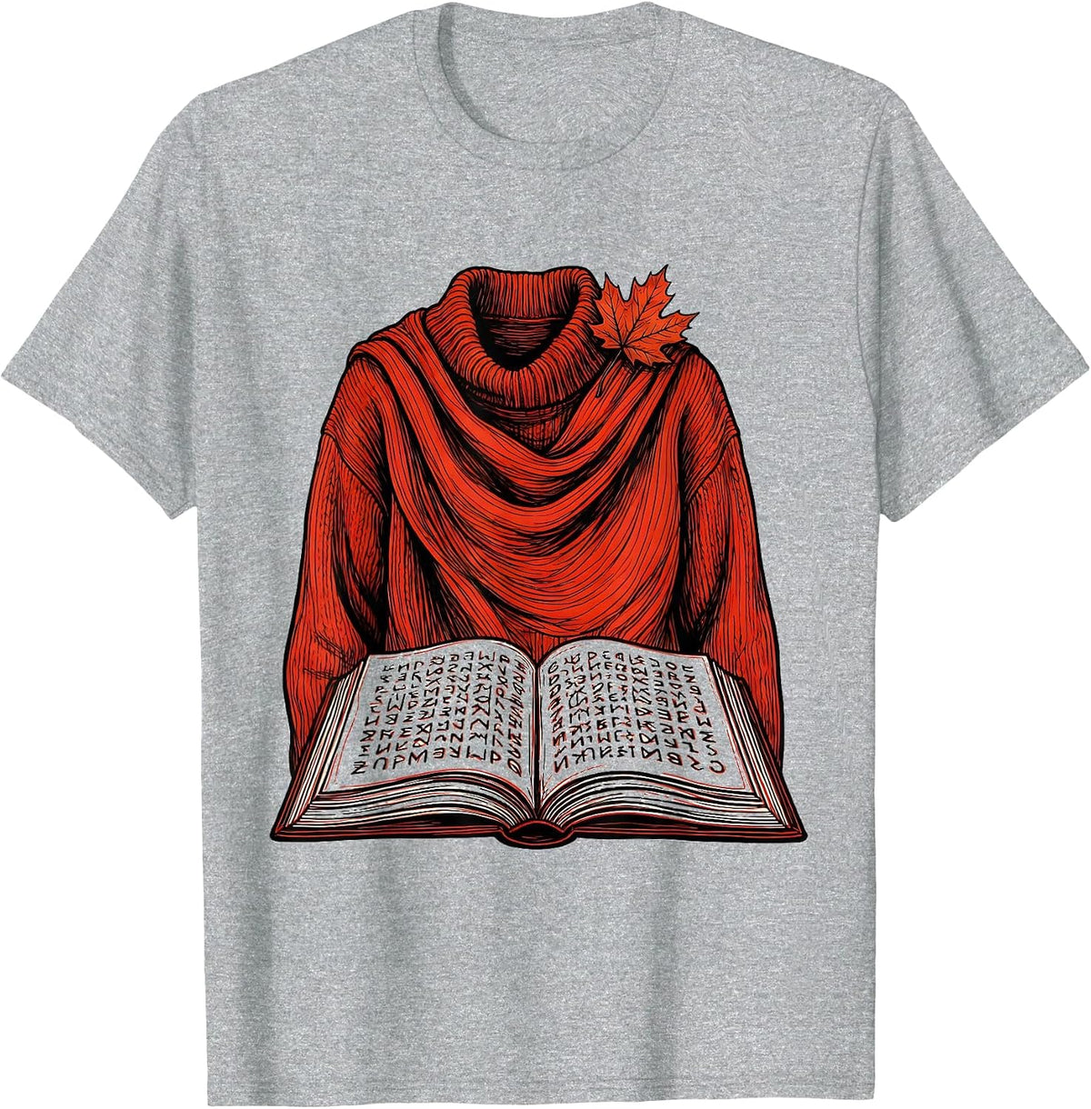 Men's Outlined Red Sweater Dyslexia Awareness Teacher Support T-Shirt - Heather Grey