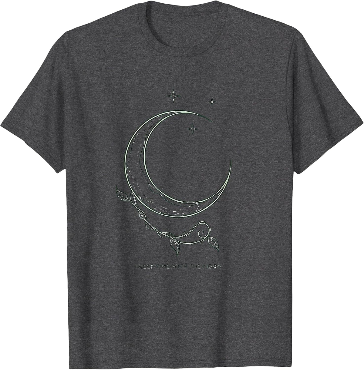 I Keep Time With The Moon Boho Minimalist Celestial Moon T-Shirt - Dark Heather Grey