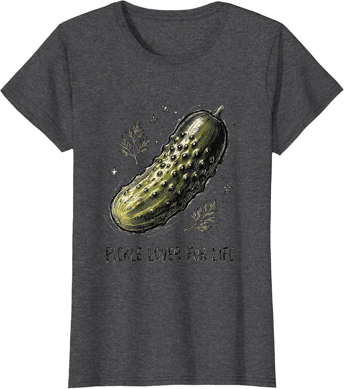 Women's Pickle Lover For Life Funny Pickle Fan Design T-Shirt - Dark Heather Grey