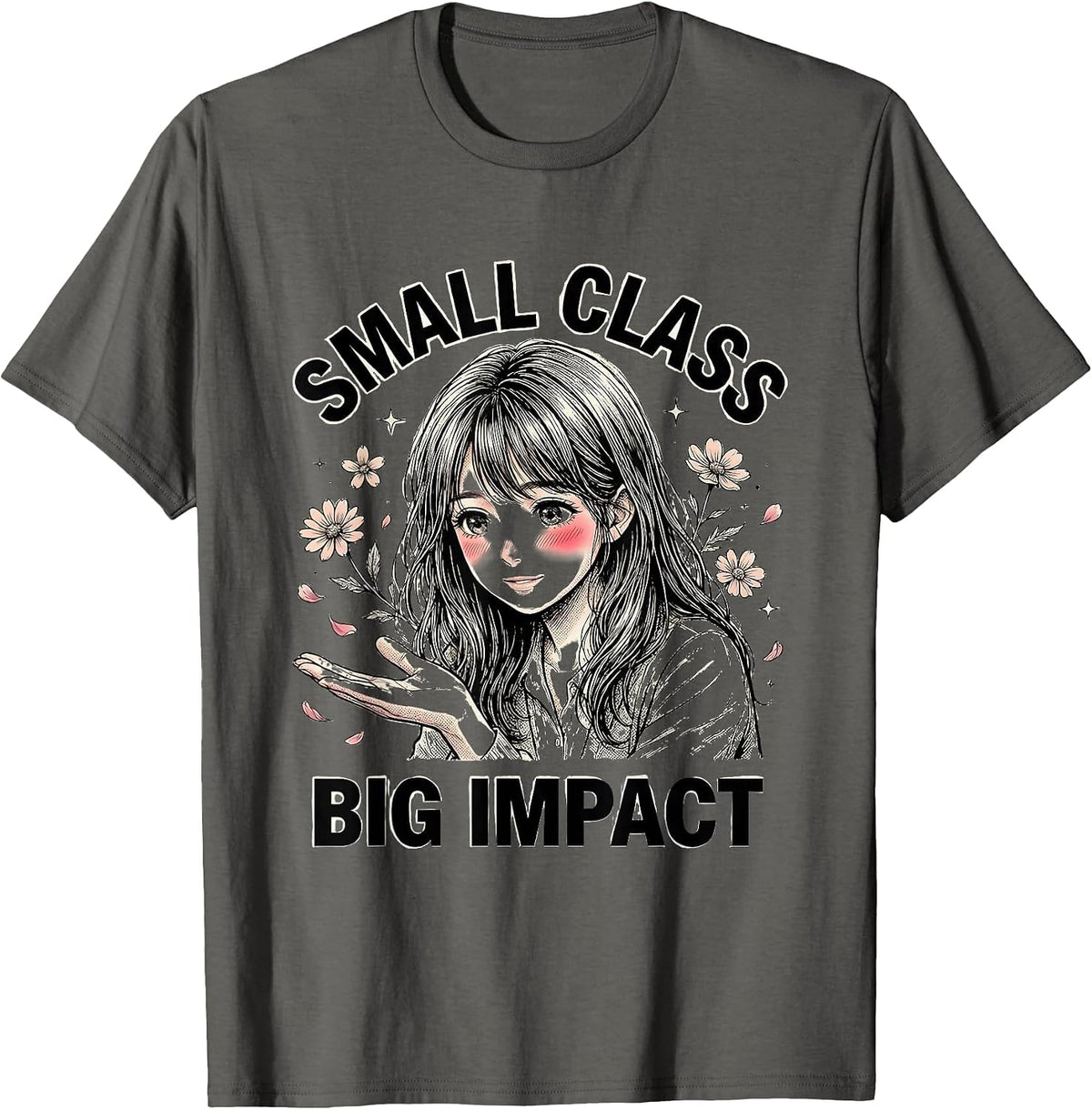 Small Class Big Impact Preschool Teacher Design T-Shirt - Asphalt Grey