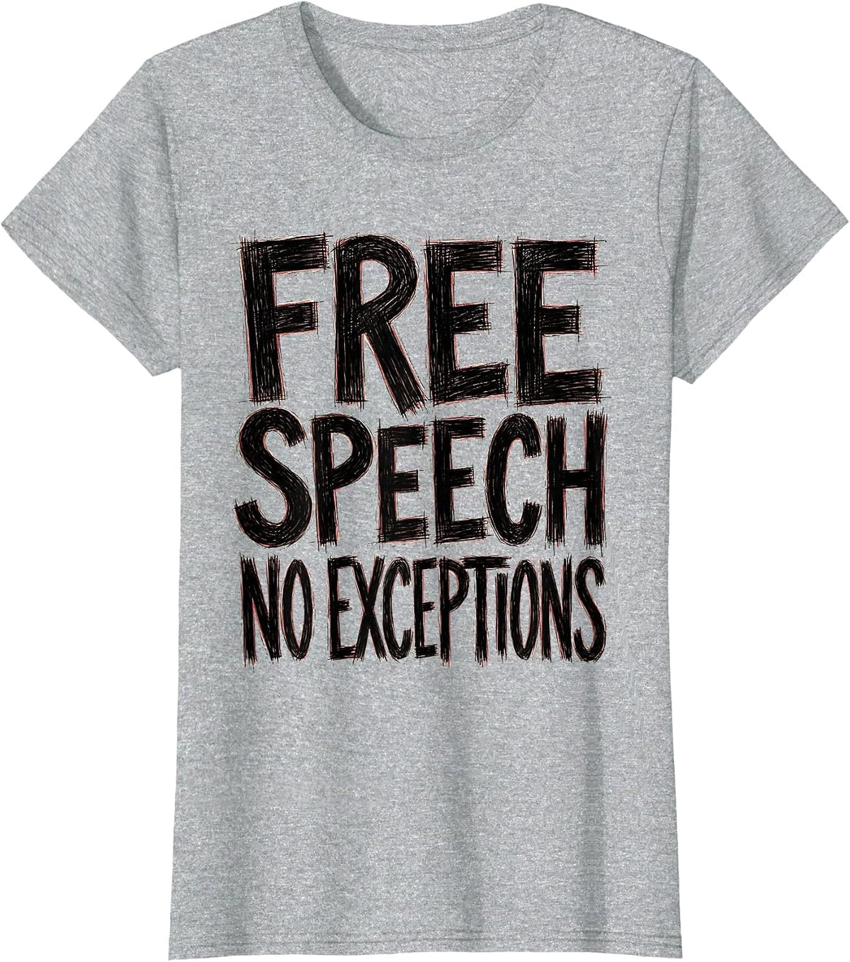 Women's Free Speech No Exceptions First Amendment Design T-Shirt - Heather Grey