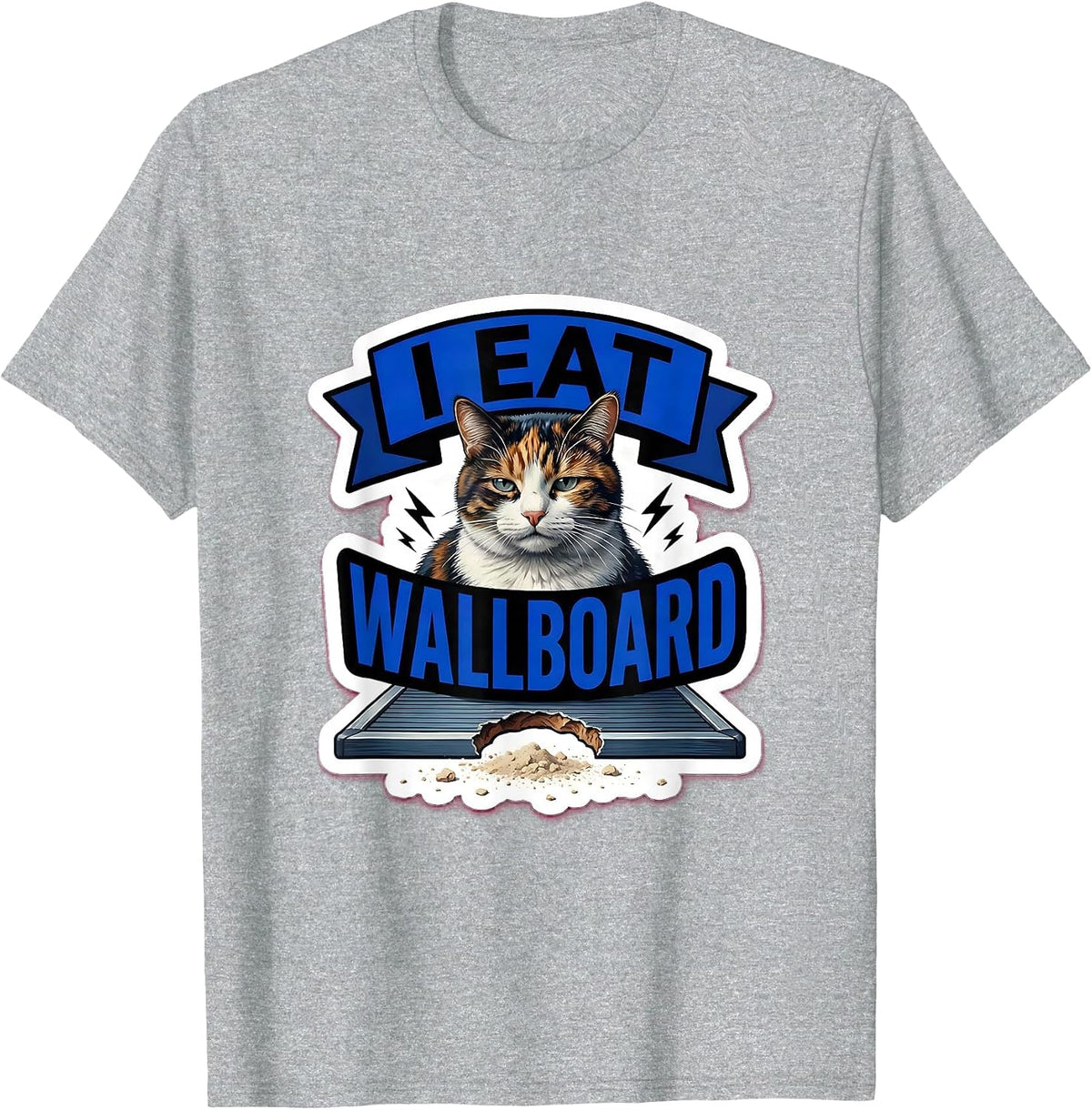 Men's I Eat Wallboard Funny Cat Meme Internet Humor Novelty T-Shirt - Heather Grey