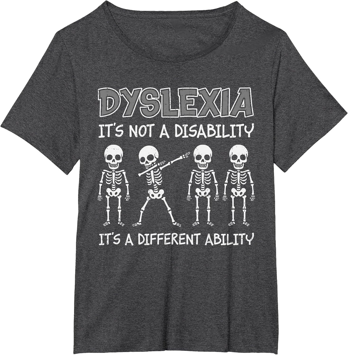 Dyslexia Awareness Skeleton Ribbon Silver Specialist Boy Kid T-Shirt - Dark Heather Grey