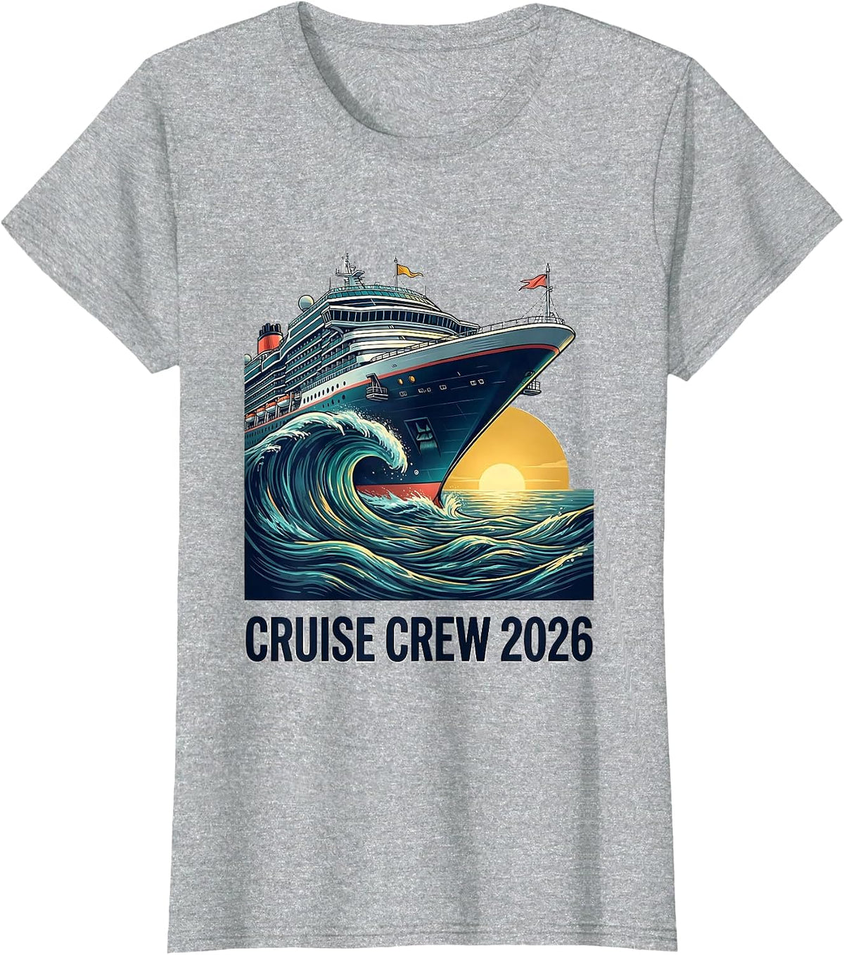 Women's Cruise Crew 2026 Family Matching Vacation Party T-Shirt - Heather Grey