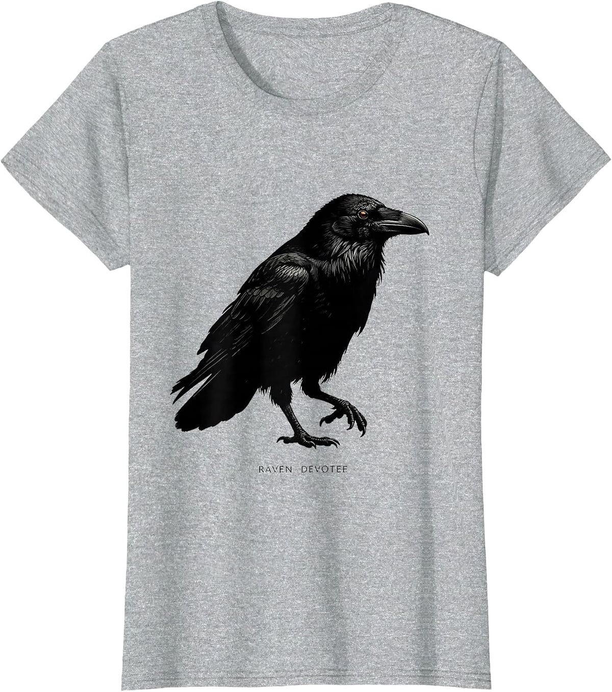 Women's Raven Devotee Gothic Bird Art Crow Silhouette T-Shirt - Heather Grey