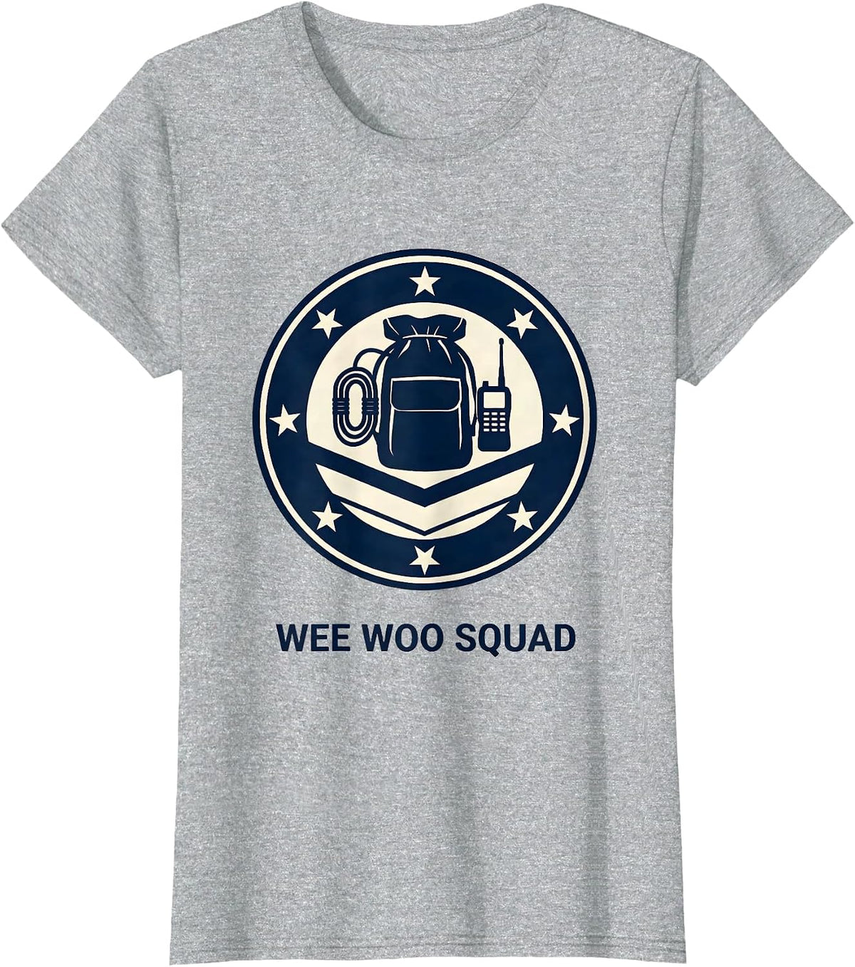 Women's Wee Woo Squad EMS Paramedic EMT Crew Gag Humor T-Shirt - Heather Grey