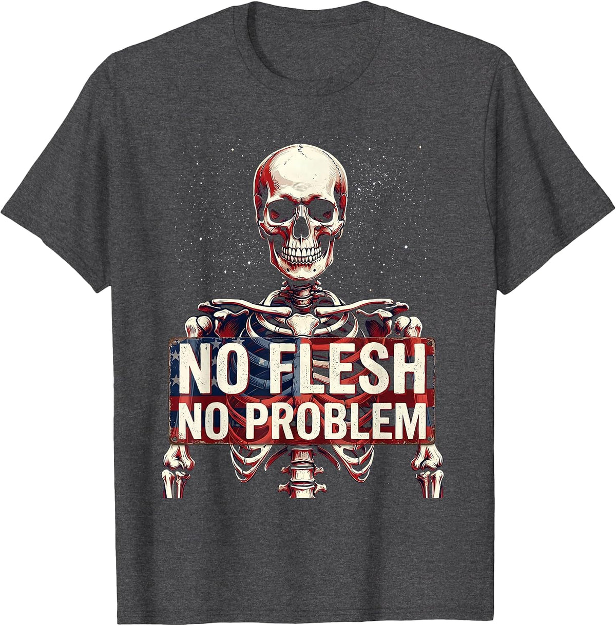 No Flesh No Problem Vegan Lifestyle Design T-Shirt - Dark Heather Grey