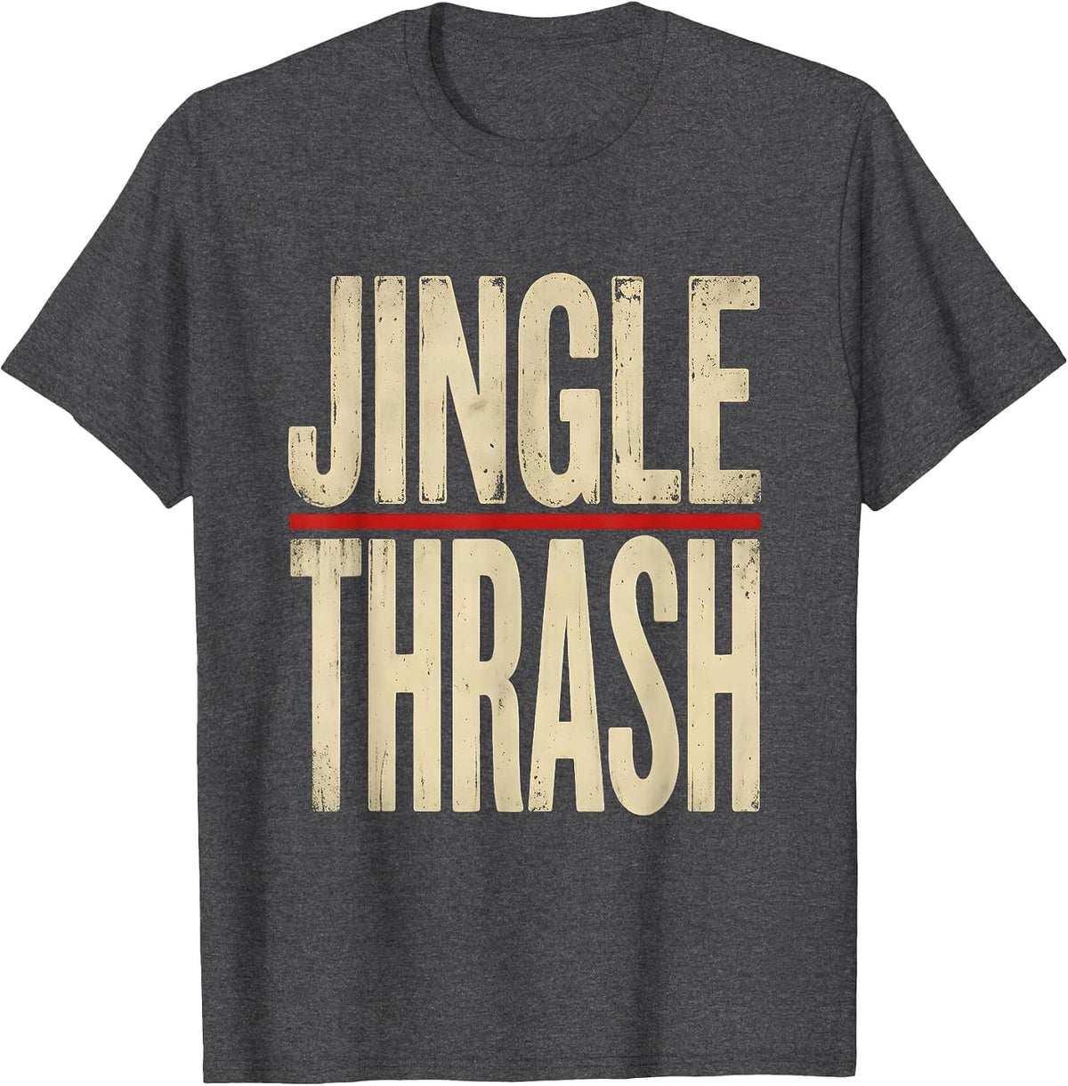 Jingle Thrash Heavy Metal Santa Rocker Christmas Humor T-Shirt - Dark Heather Grey