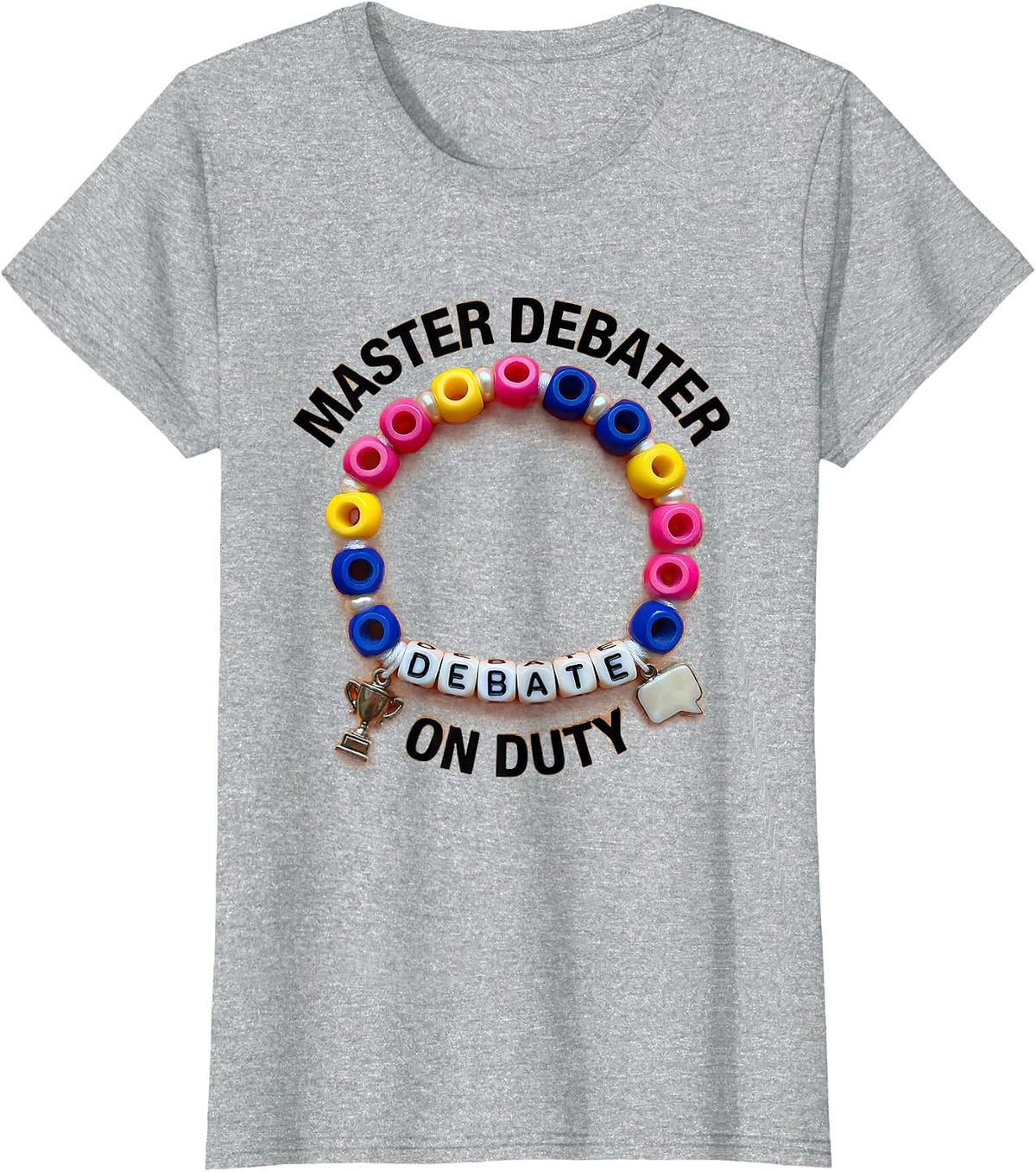 Women's Master Debater On Duty Graphic Design T-Shirt - Heather Grey