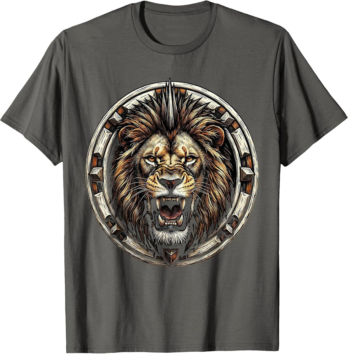 Roaring Mohawk Lion Rock Band Graphic T-Shirt - Asphalt Grey
