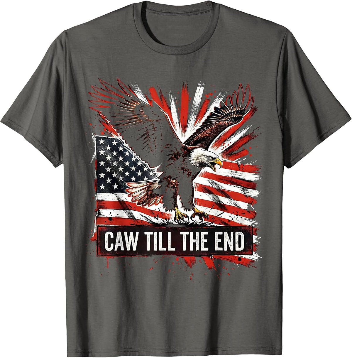 Caw Till The End Crow Fan Design T-Shirt - Asphalt Grey