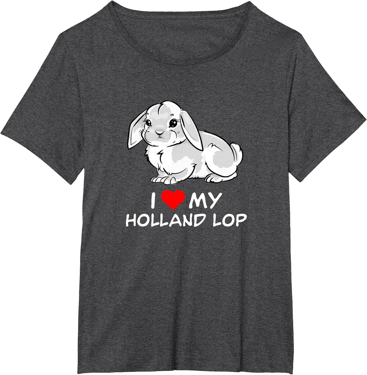 I Love My White Holland Lop Rabbit T-Shirt - Dark Heather Grey