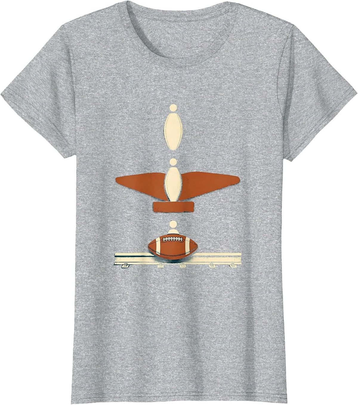 Geometric Lineman Pancake Disc Midcentury Modern Football T-Shirt - Heather Grey