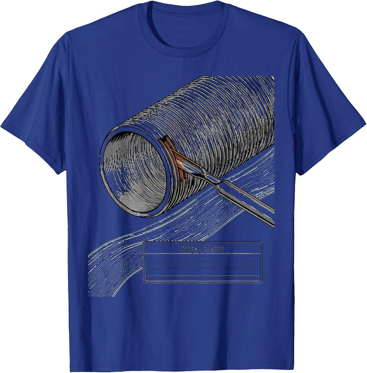 Men's Thread Chaser Funny Plumber Pipefitter Occupational Humor T-Shirt - Royal Blue