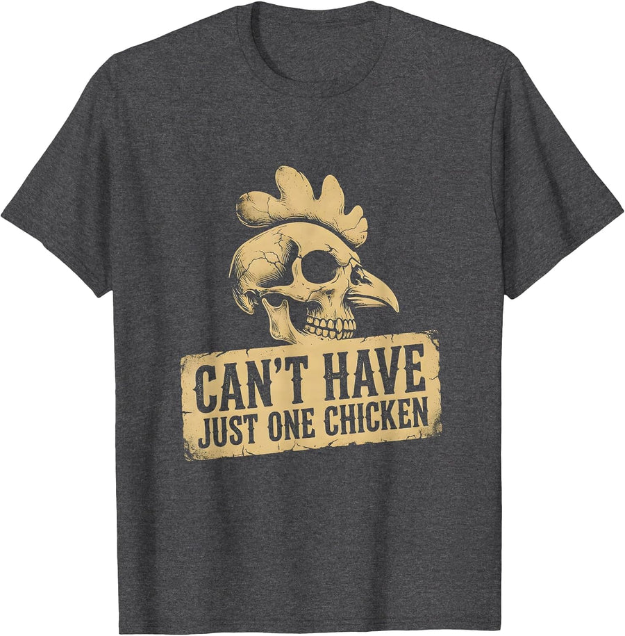 Men's Can't Have Just One Chicken Funny Poultry Design T-Shirt - Dark Heather Grey