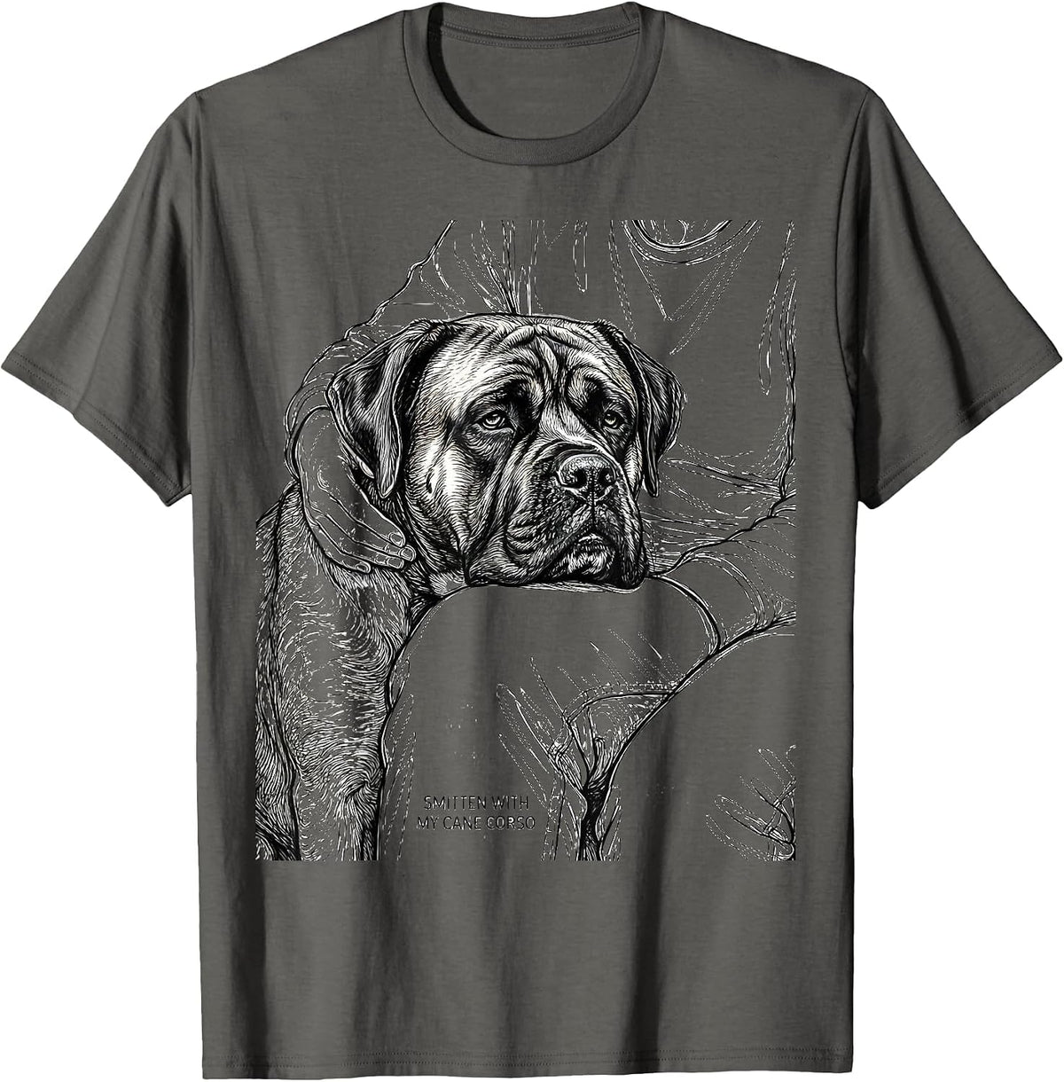 Smitten With My Cane Corso Funny Dog Owner Pet Lover Humor T-Shirt - Asphalt Grey