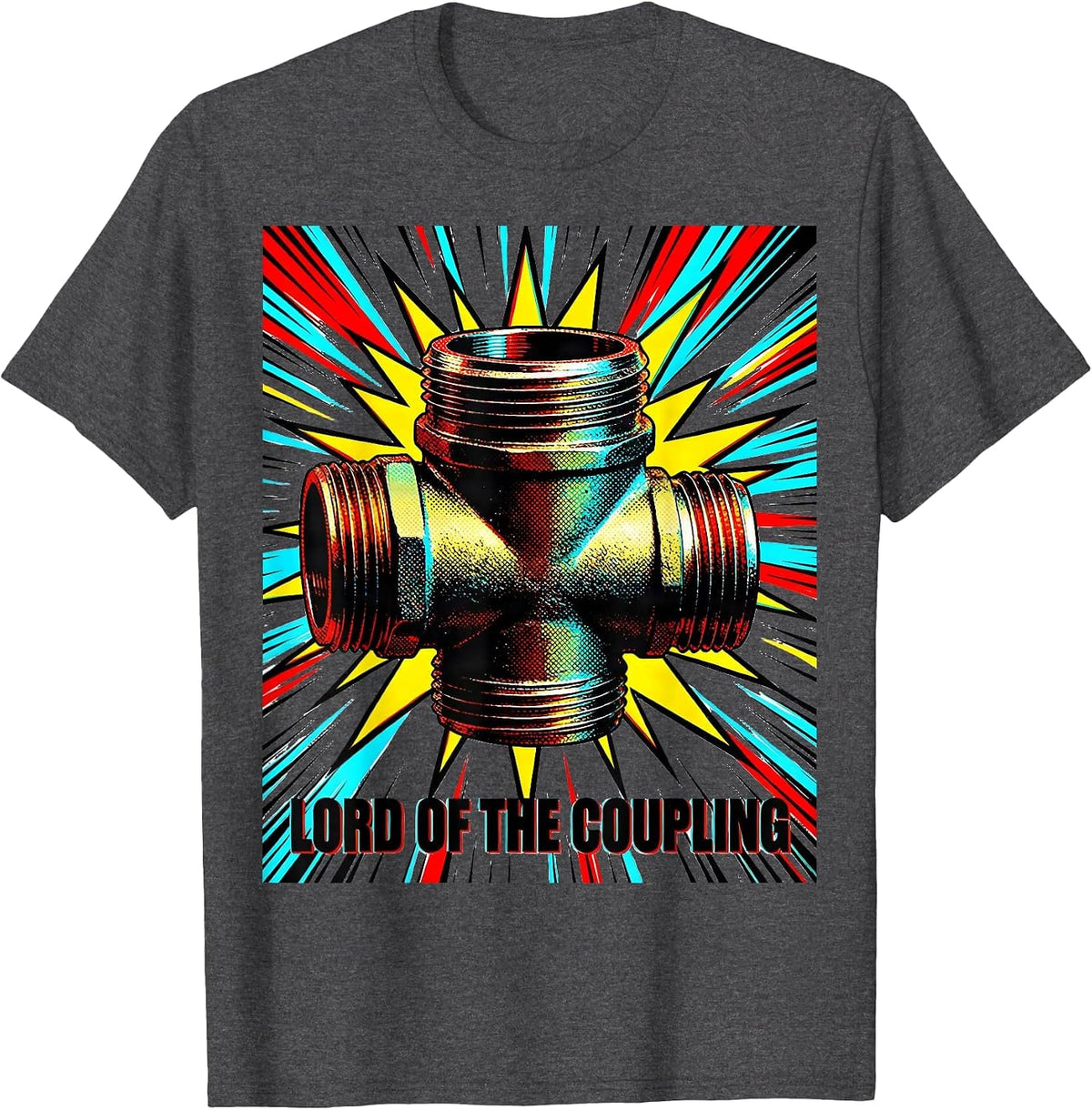 Men's Lord Of The Coupling Funny Plumber Pipefitter Occupational T-Shirt - Dark Heather Grey