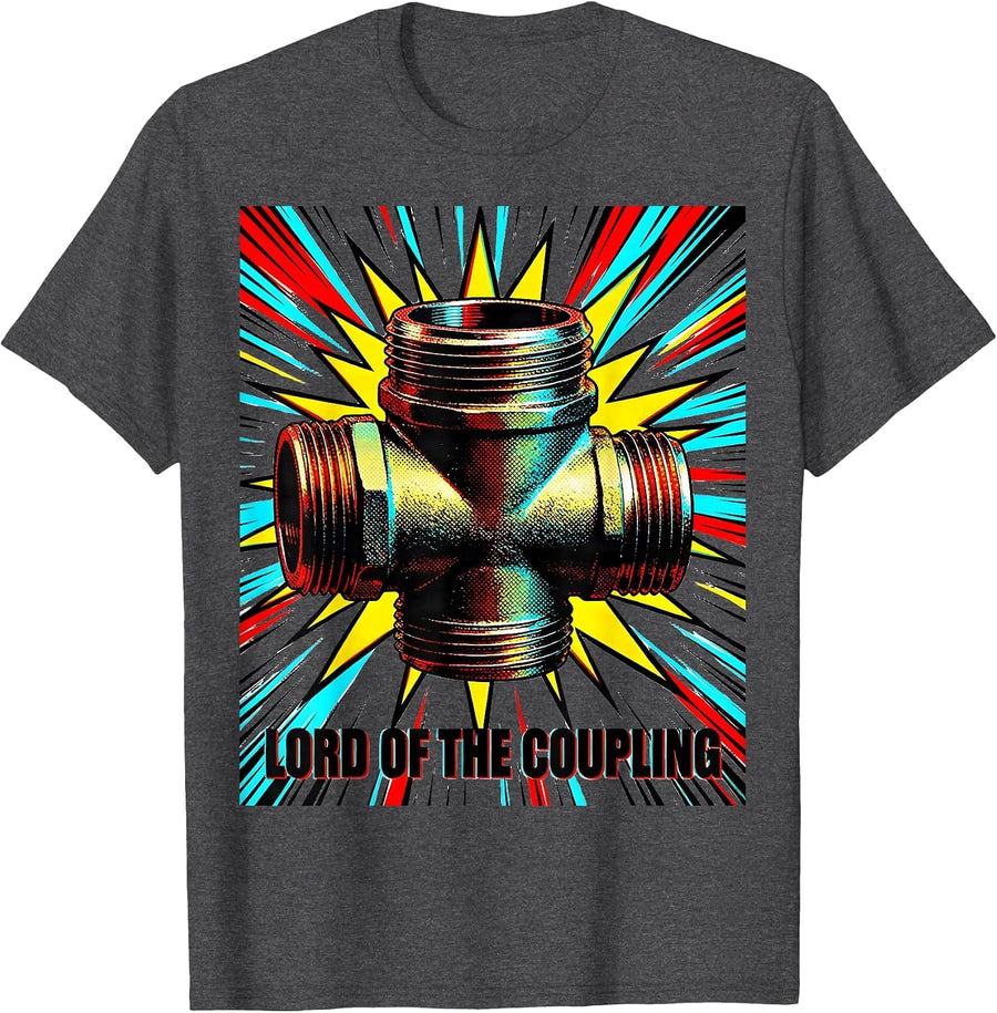 Men's Lord Of The Coupling Funny Plumber Pipefitter Occupational T-Shirt - Dark Heather Grey