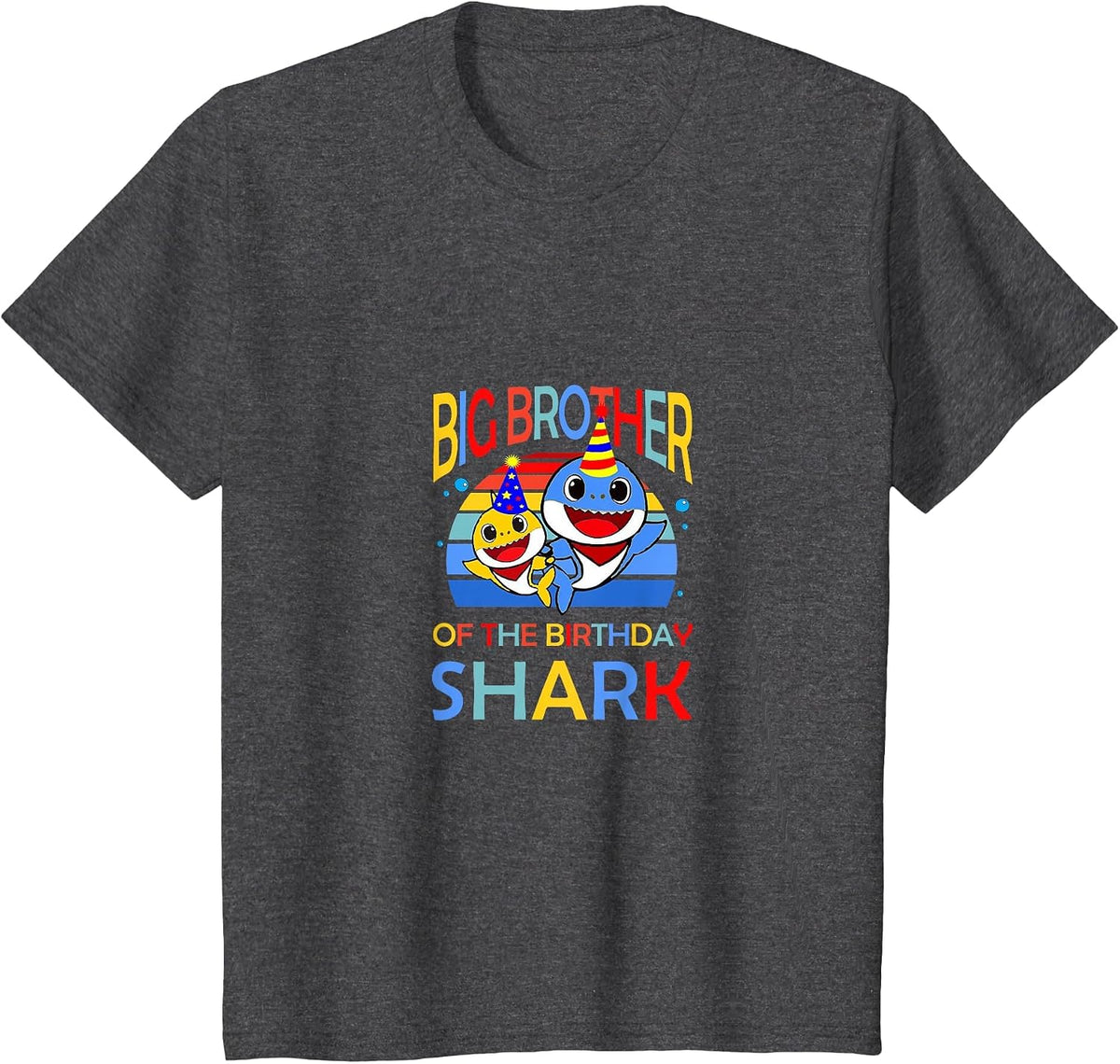 Big Brother of The Birthday Shark Bro Matching Family T-Shirt - Dark Heather Grey