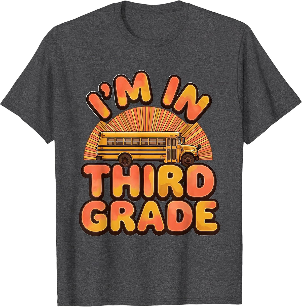 Men's I'm In Third Grade Retro 70s Tie Dye Back To School T-Shirt - Dark Heather Grey