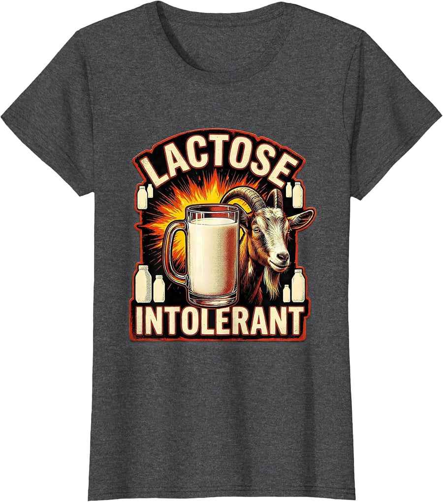 Women's Lactose Intolerant Funny Dairy Humor Military Meme Milk T-Shirt - Dark Heather Grey