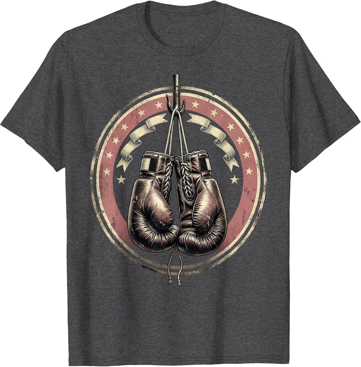 Men's Pink Boxing Gloves Breast Cancer Survivor Graphic T-Shirt - Dark Heather Grey