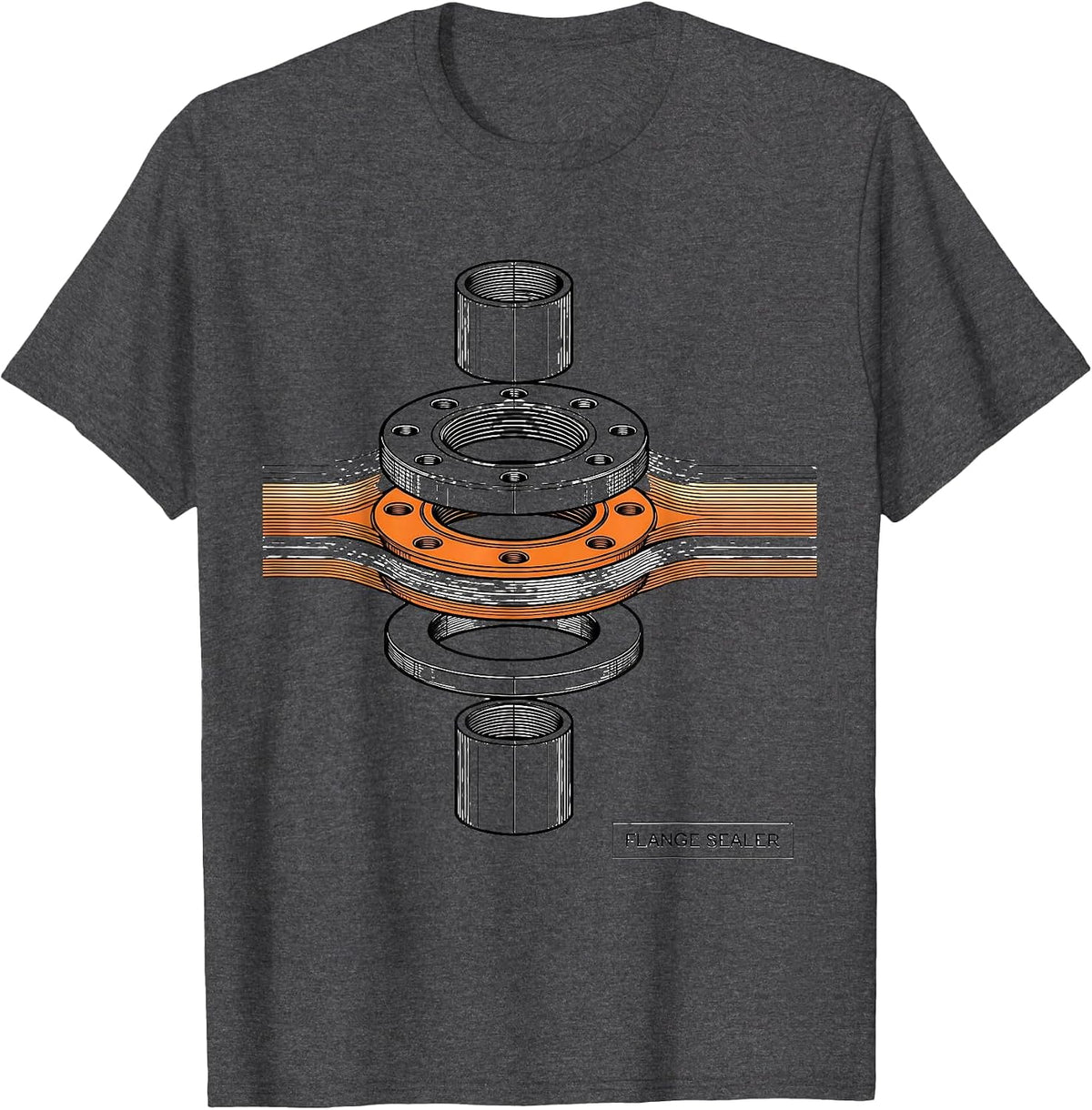 Men's Flange Sealer Exploded Pipe Flange Plumbing Humor Gift T-Shirt - Dark Heather Grey