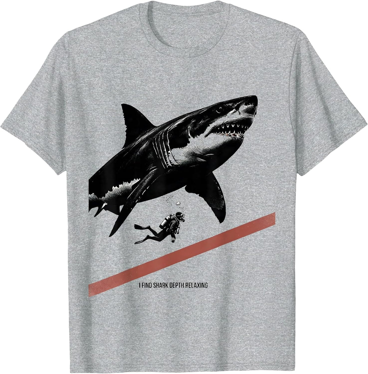 Men's I Find Shark Depth Relaxing Funny Scuba Diver Ocean Humor T-Shirt - Heather Grey