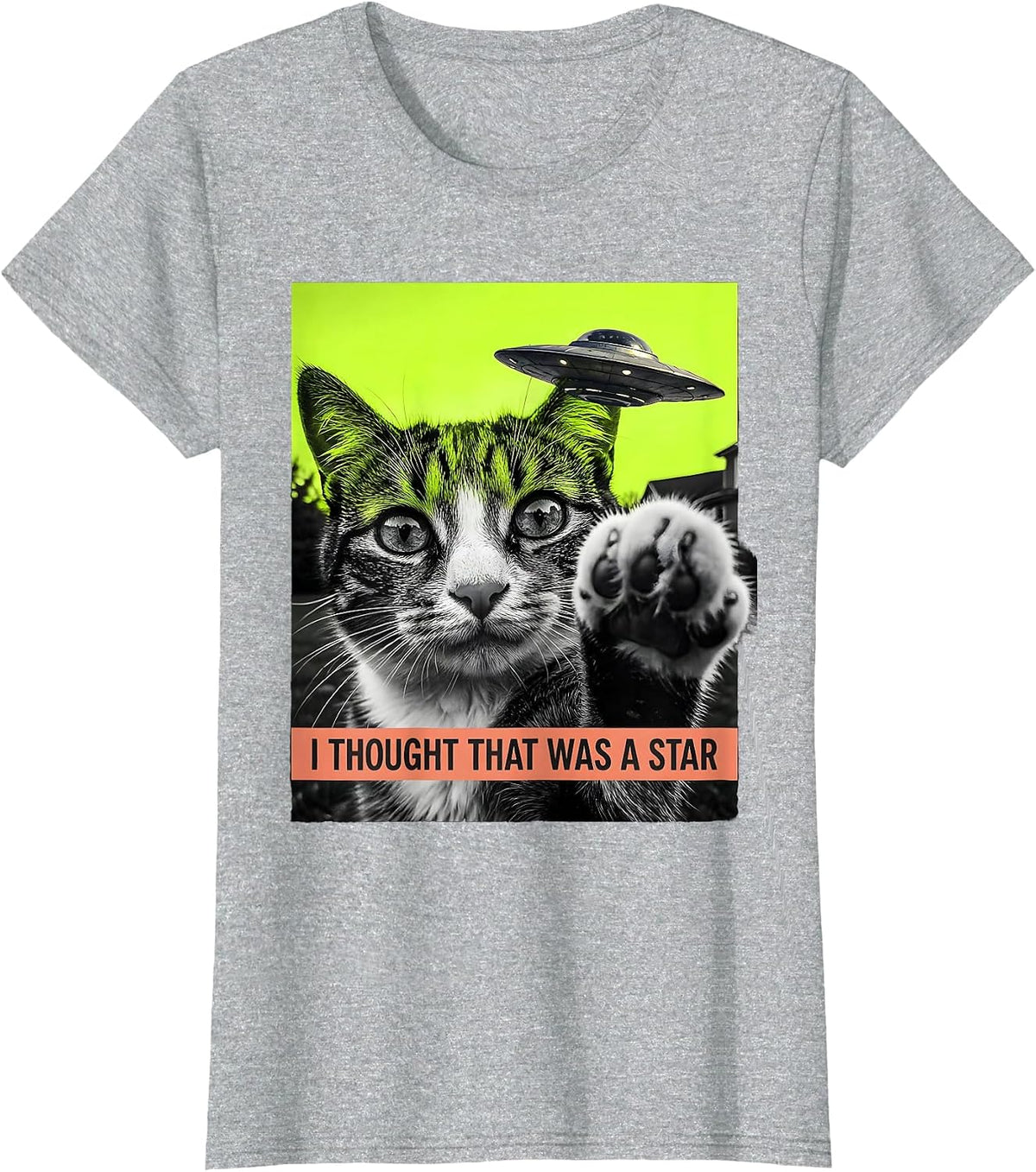 I Thought That Was A Star Funny Cat UFO Meme Cat Owner Gift T-Shirt - Heather Grey