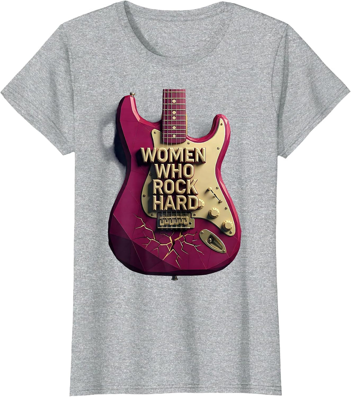 Women Who Rock Hard Band Music Graphic Design T-Shirt - Heather Grey