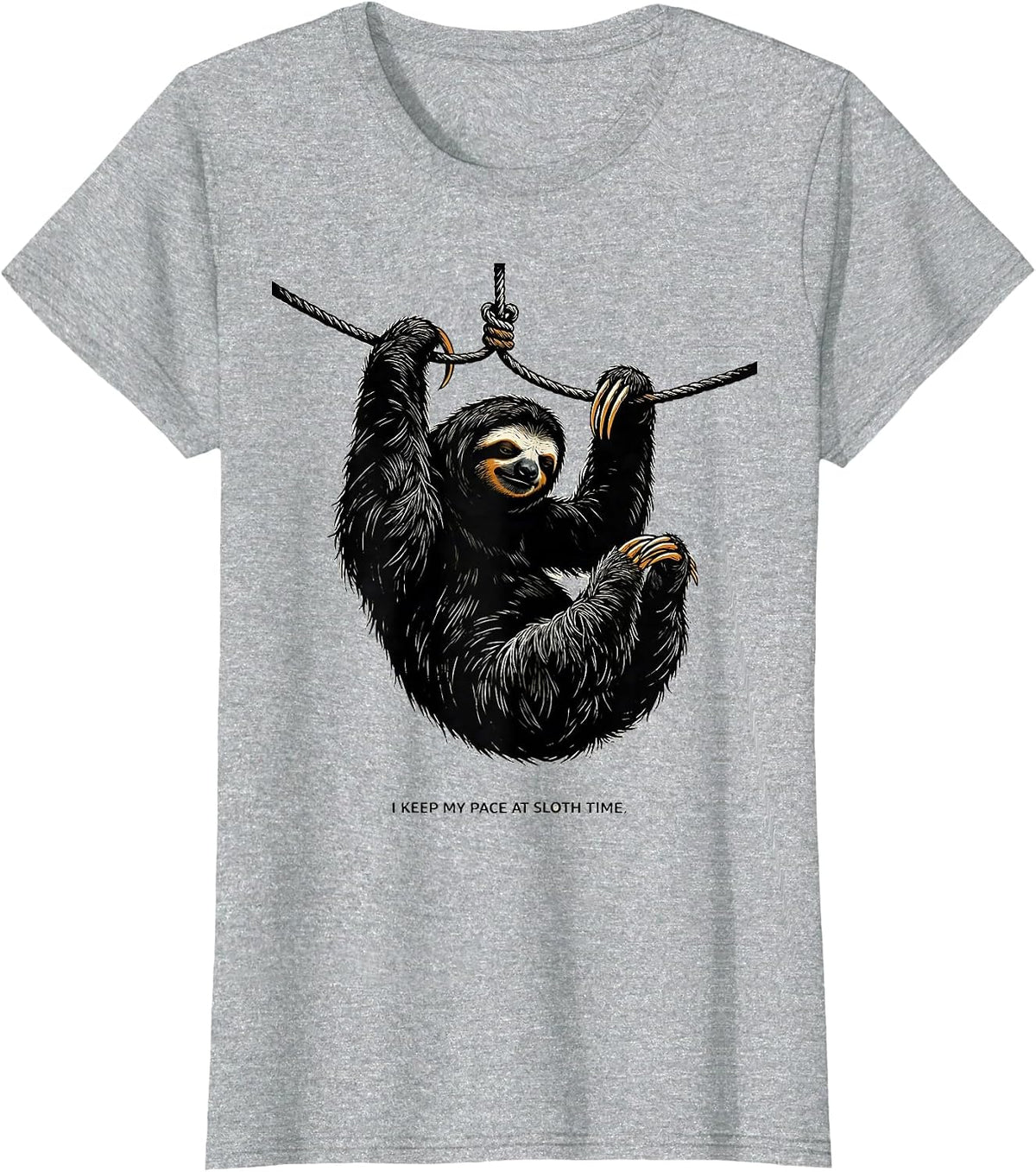 Women's I Keep My Pace At Sloth Time Funny Sloth Lover Humor T-Shirt - Heather Grey