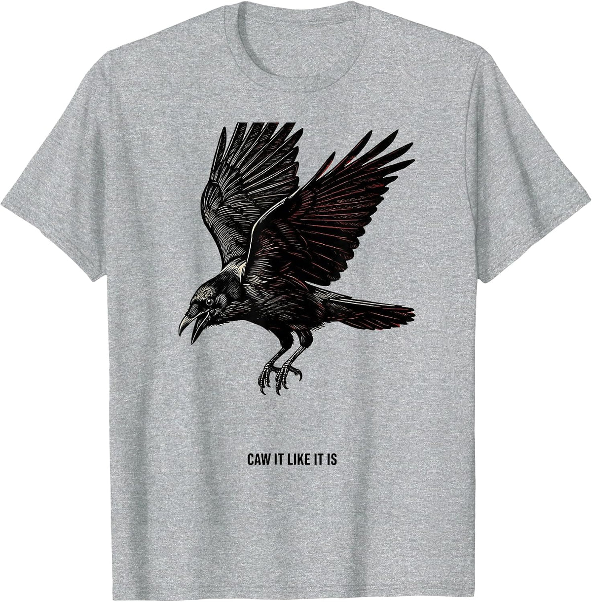 Men's Caw It Like It Is Gothic Crow Bird Pun Humor T-Shirt - Heather Grey