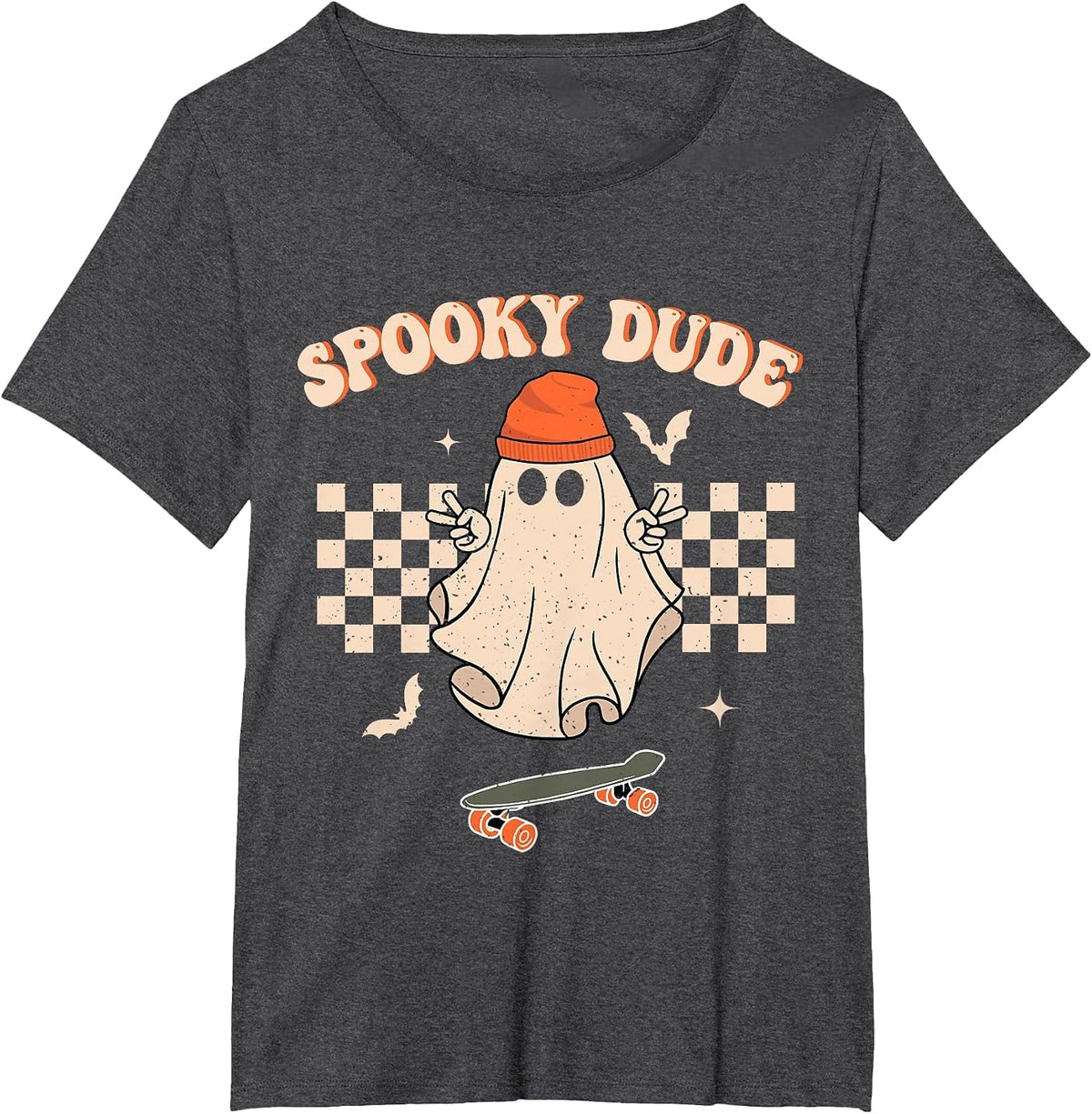 Spooky Dude Toddler Retro Groovy Hippie Halloween Cute Ghost T-Shirt - Dark Heather Grey