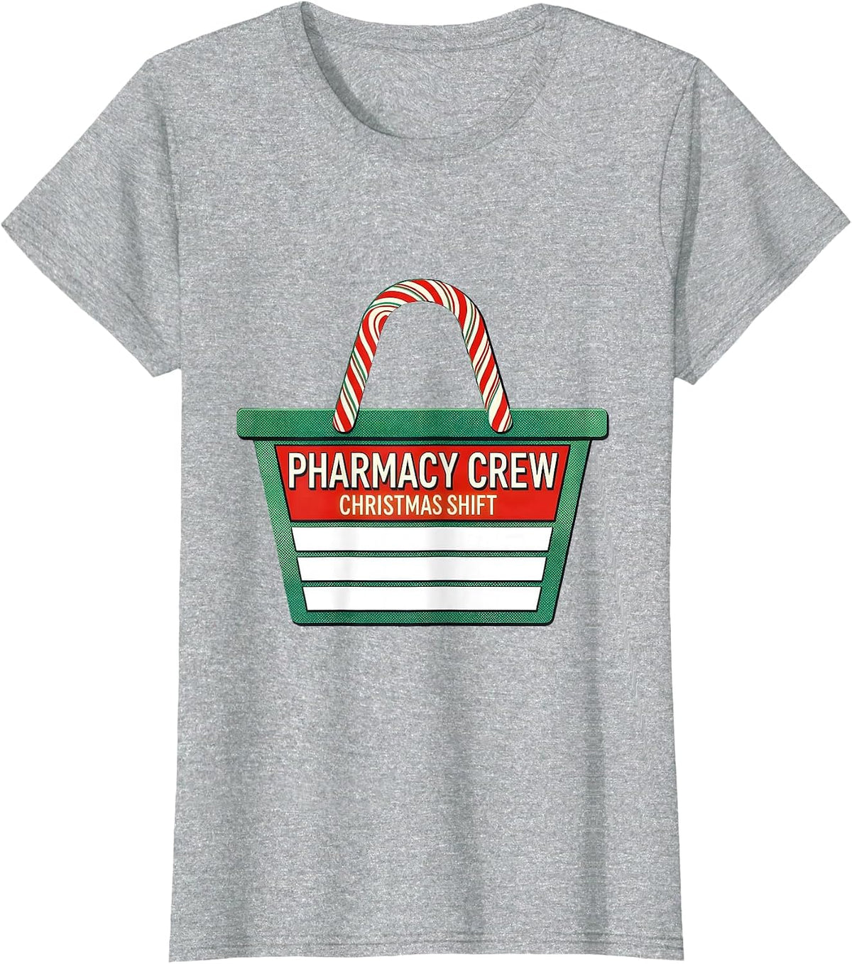 Women's Pharmacy Crew Christmas Shift Funny Pharmacist Tech Holiday T-Shirt - Heather Grey