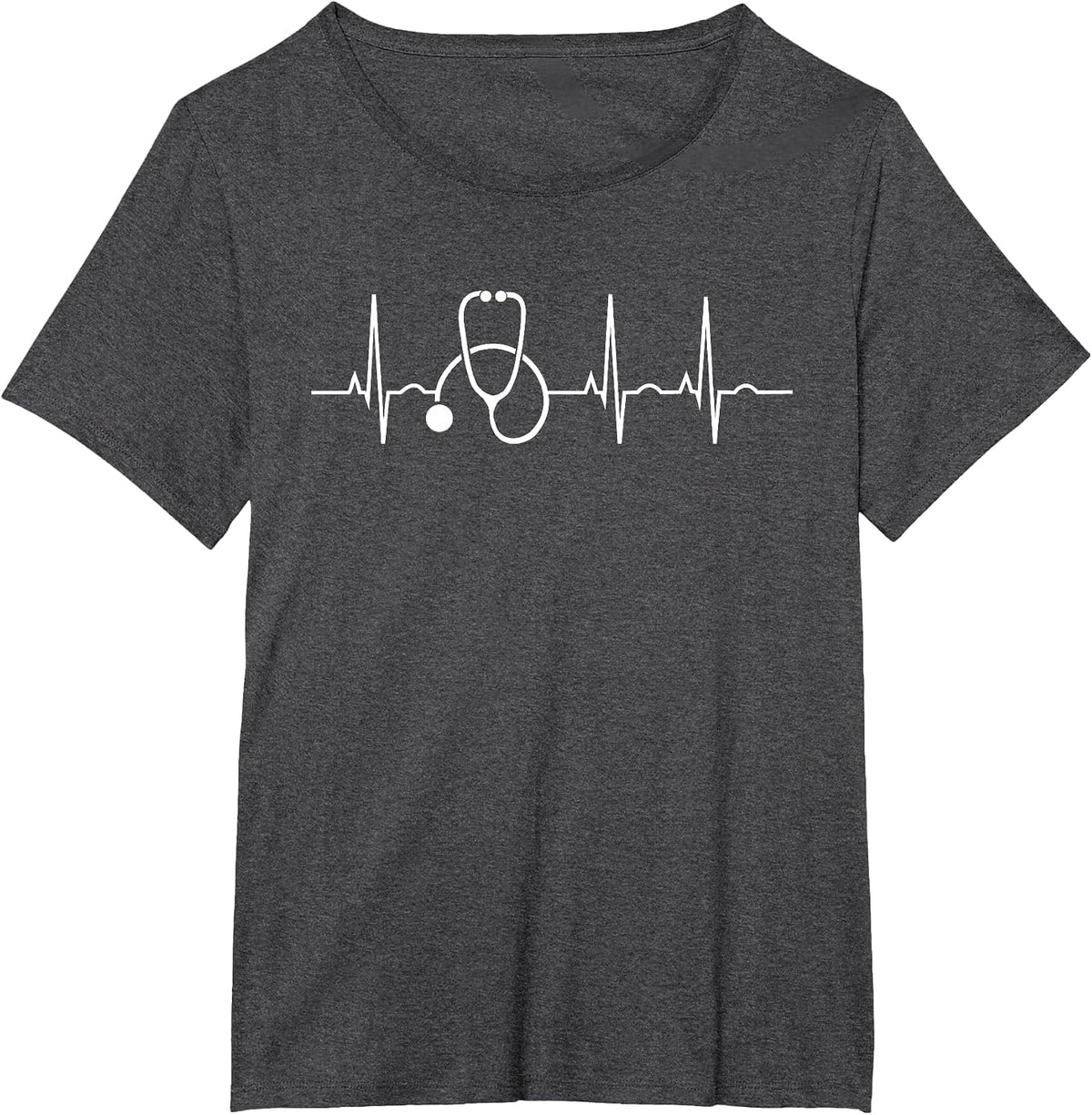 Stethoscope Heartbeat EKG Nurse Medical Doctor Cool Nursing T-Shirt - Dark Heather Grey