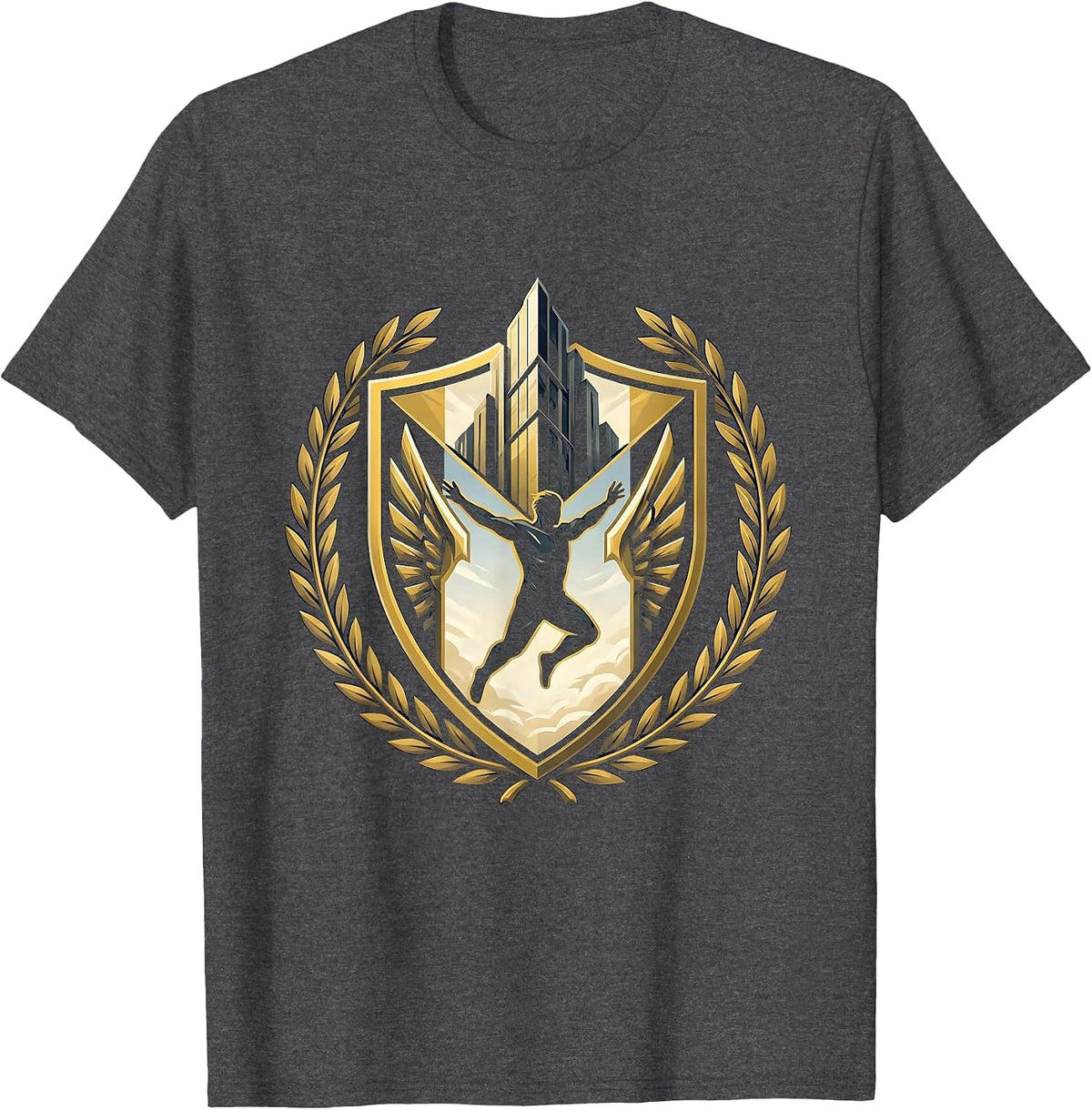 Base Jump Freedom Skyscraper Ledge Graphic T-Shirt - Dark Heather Grey
