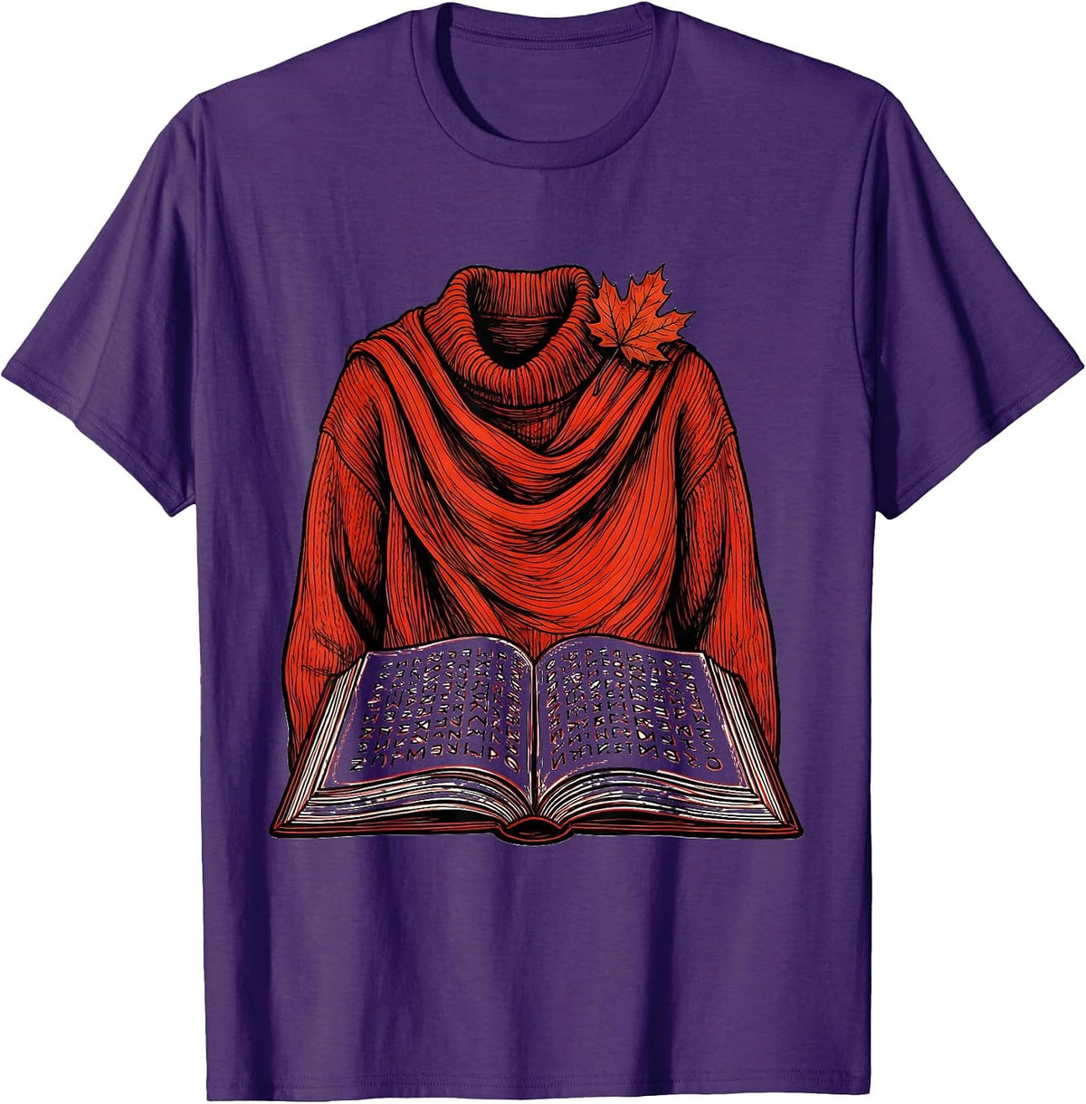 Men's Outlined Red Sweater Dyslexia Awareness Teacher Support T-Shirt - Purple