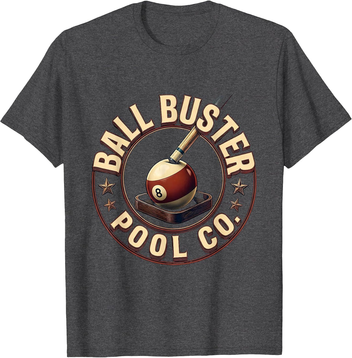 Sealed Cue Ball Humor Pool Player Billiards T-Shirt - Dark Heather Grey