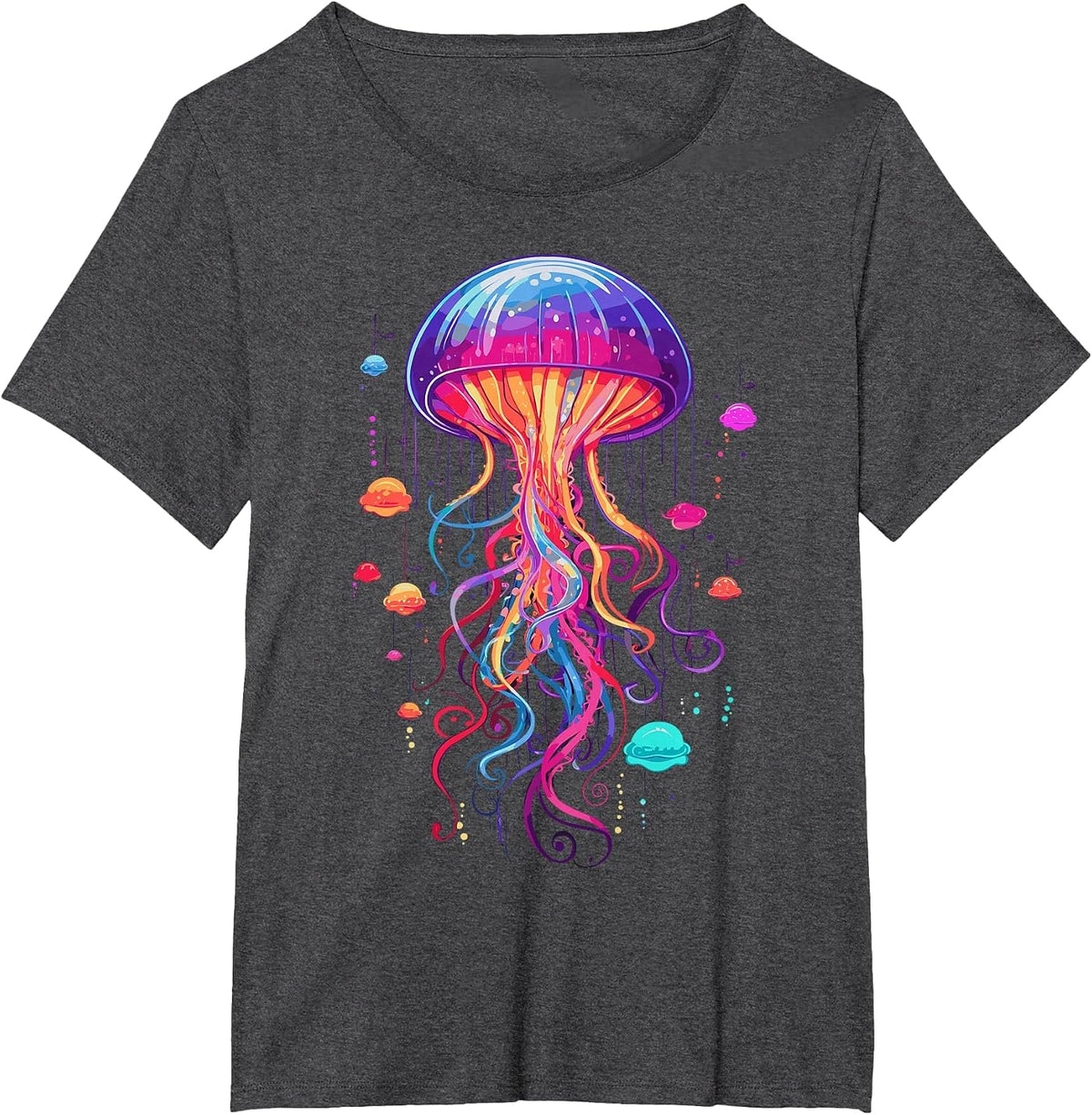 Jellyfish Ocean Animal Scuba Diving Rainbow Jelly Fish T-Shirt - Dark Heather Grey