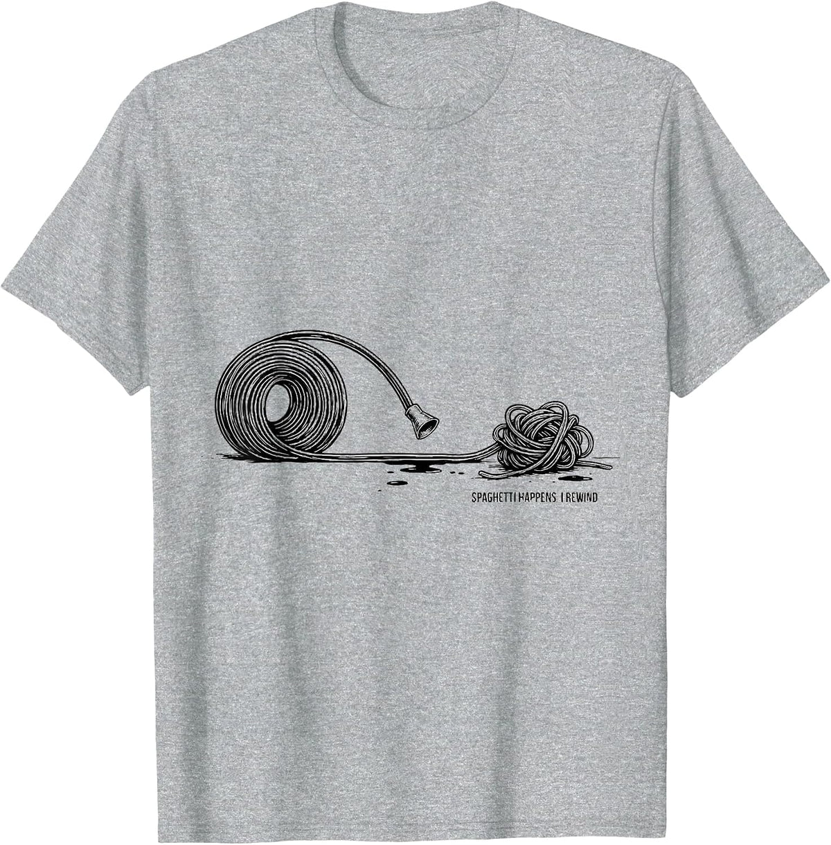 Men's Spaghetti Happens I Rewind Funny 3D Printing Geek Humor T-Shirt - Heather Grey