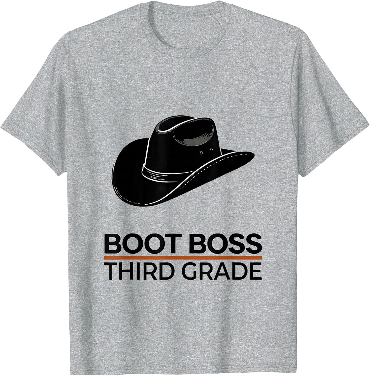 Men's Boot Boss Third Grade Western Teacher Back To School T-Shirt - Heather Grey